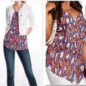 CAbi Isla Print Orange Blue Leopard  Cami M
